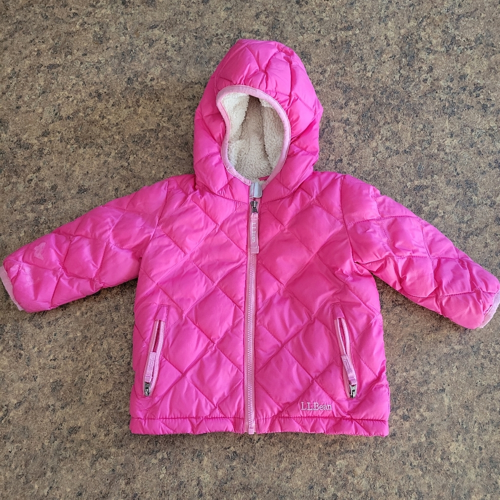 L.l. bean pink quilted puffer jacket 6-12 M